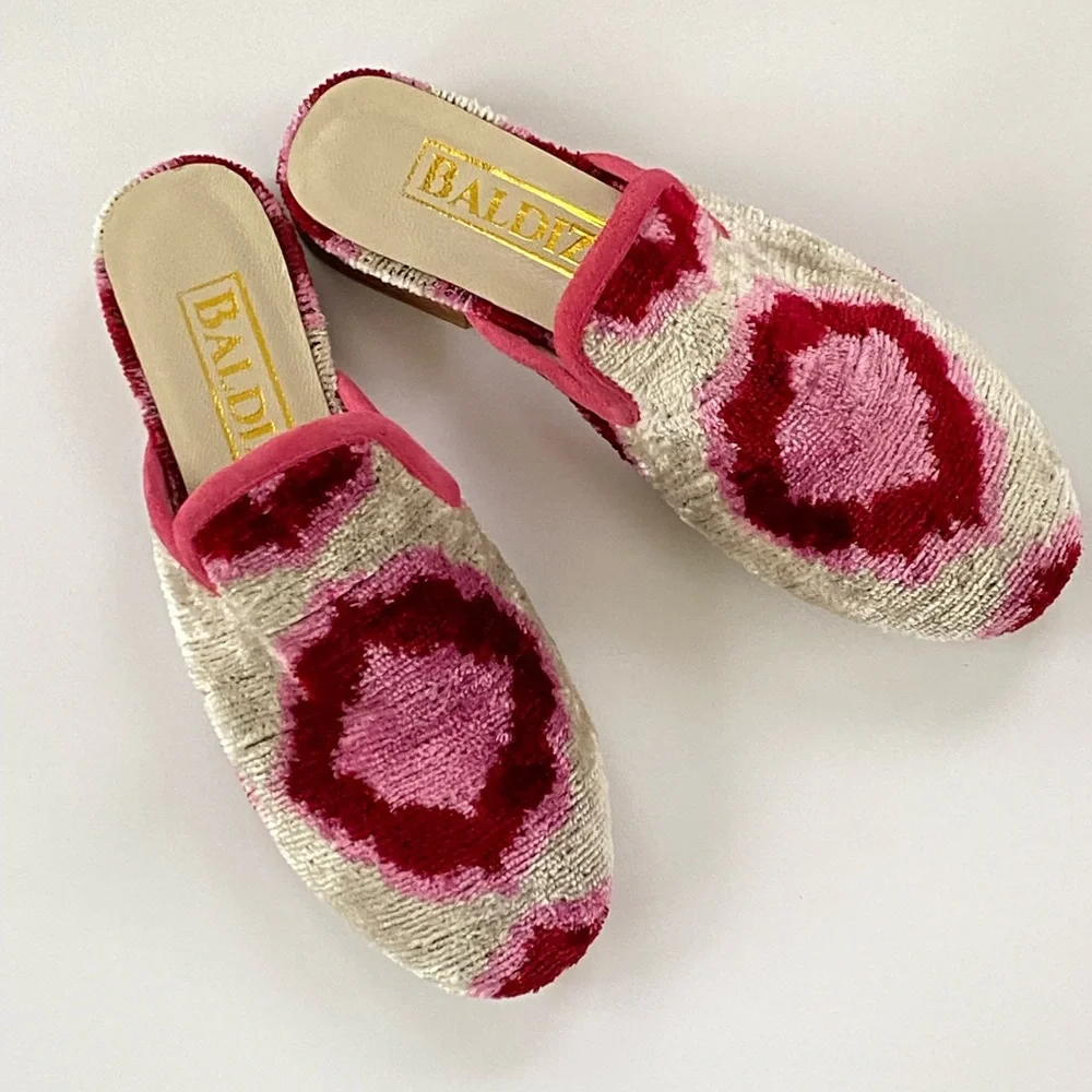 BALDIZ European Libby Slides Multi-color Chenile Velvet Women NWOB Shoes Size 36 - Picture 3 of 4